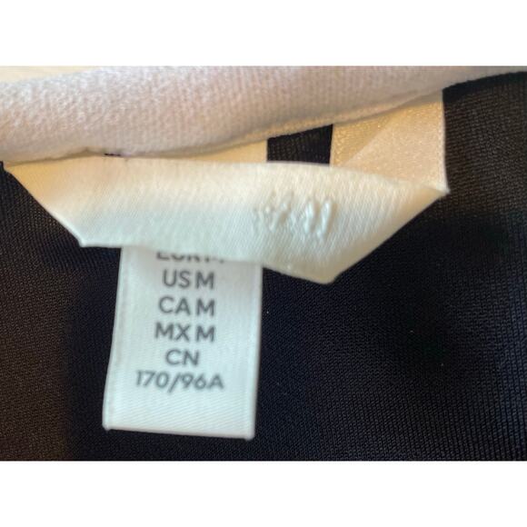 H&M Flounced Off The Shoulder Dress Sz M Black White Sheath Stretch Coquette - Picture 4 of 10